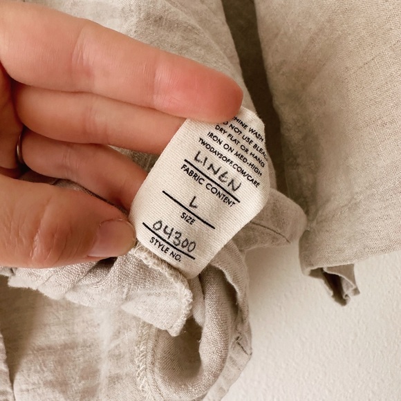 Two Days Off Okasaan Top Natural Linen Large - Picture 3 of 5